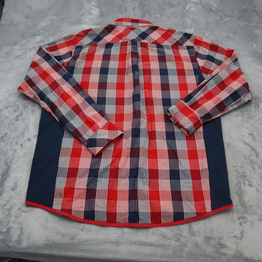 Rocksmith Shirt Men 3XL Red Black Plaid Long Sleeve Button Up Collared Color Blk